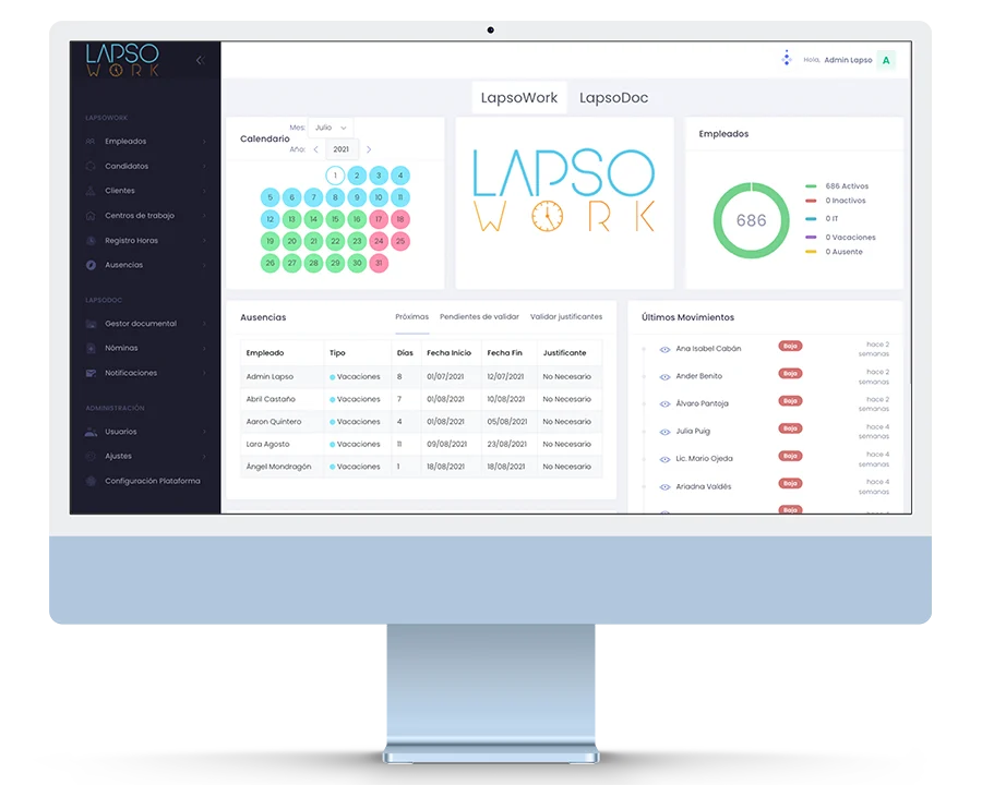 LapsoWork leave and absence manager with a team calendar